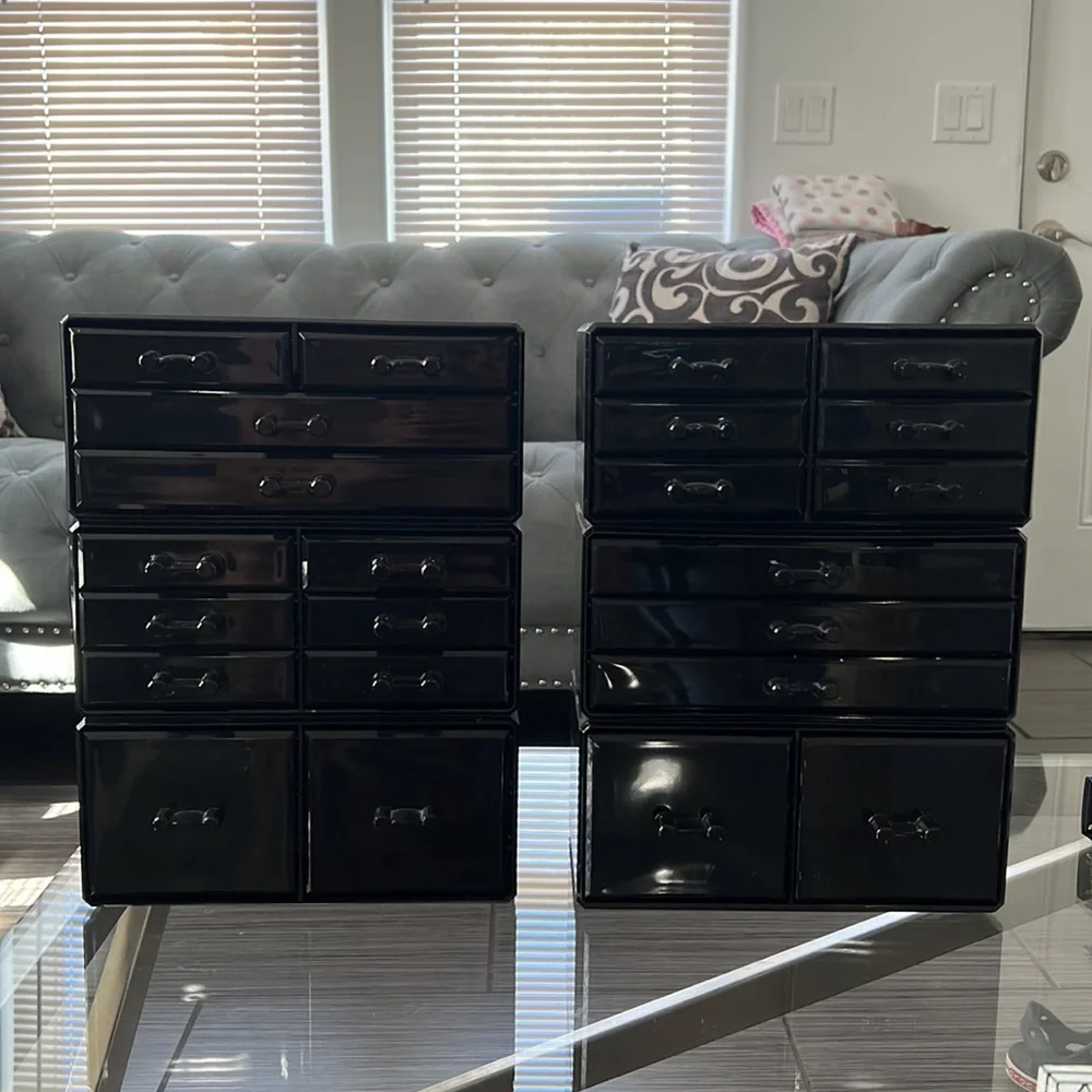 Black Makeup Organizer Acrylic Cosmetic Storage Drawers and Jewelry Display Box